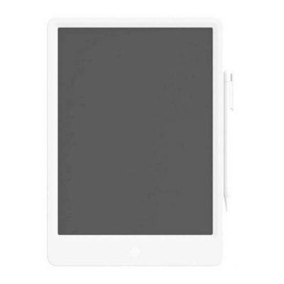 Tablet digital branco com ecrã escuro e stylus branco na lateral