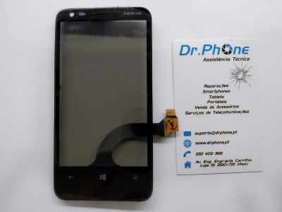 Ecrã tátil preto para smartphone Nokia com cartão de visita do Dr.Phone