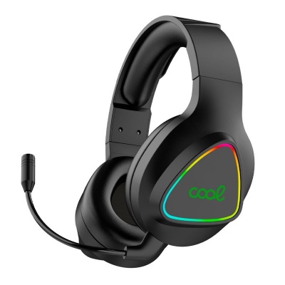 Auricular gaming preto com microfone e luz LED colorida