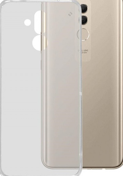 Telemóvel dourado com duas câmaras e capa transparente