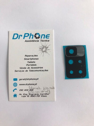 Cartão da Dr Phone e adesivo plástico preto com recortes azuis