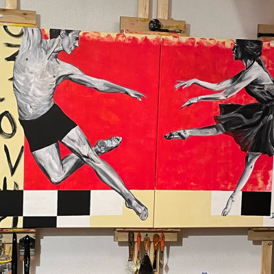 Flying ballet dancers