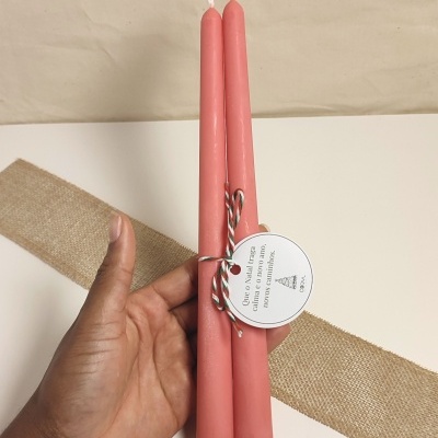 Dupla Vela Castiçal Lisa Vermelha