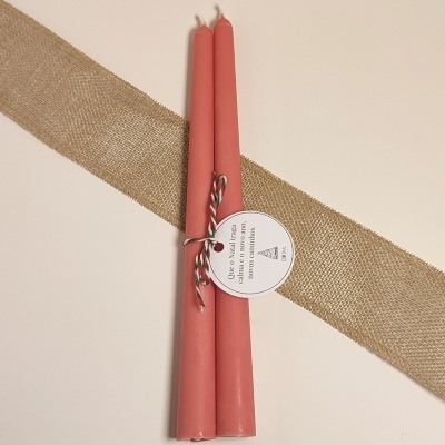 Dupla Vela Castiçal Lisa Vermelha