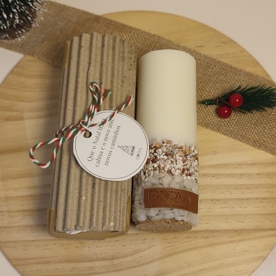 Conjunto Vela Aromática com Base de Mármore