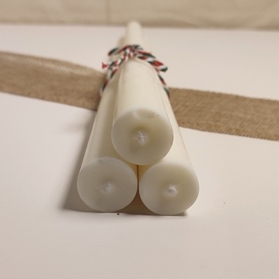 Conjunto Três Velas Castiçal Lisa Branca