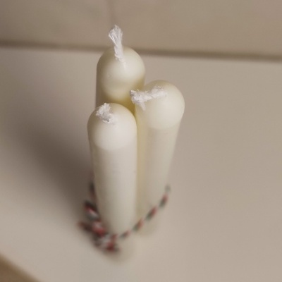 Conjunto Três Velas Castiçal Lisa Branca