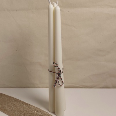 Conjunto Três Velas Castiçal Lisa Branca