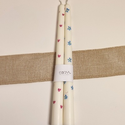 Dupla Vela Castiçal Lisa Pintada à mão