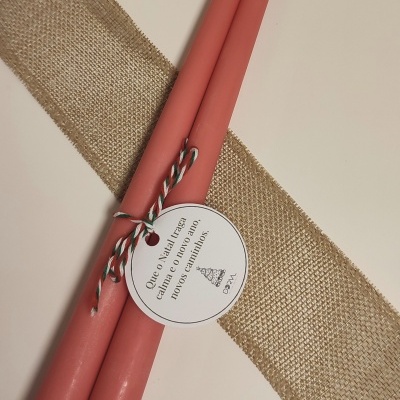 Dupla Vela Castiçal Lisa Vermelha