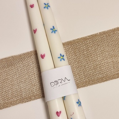 Dupla Vela Castiçal Lisa Pintada à mão