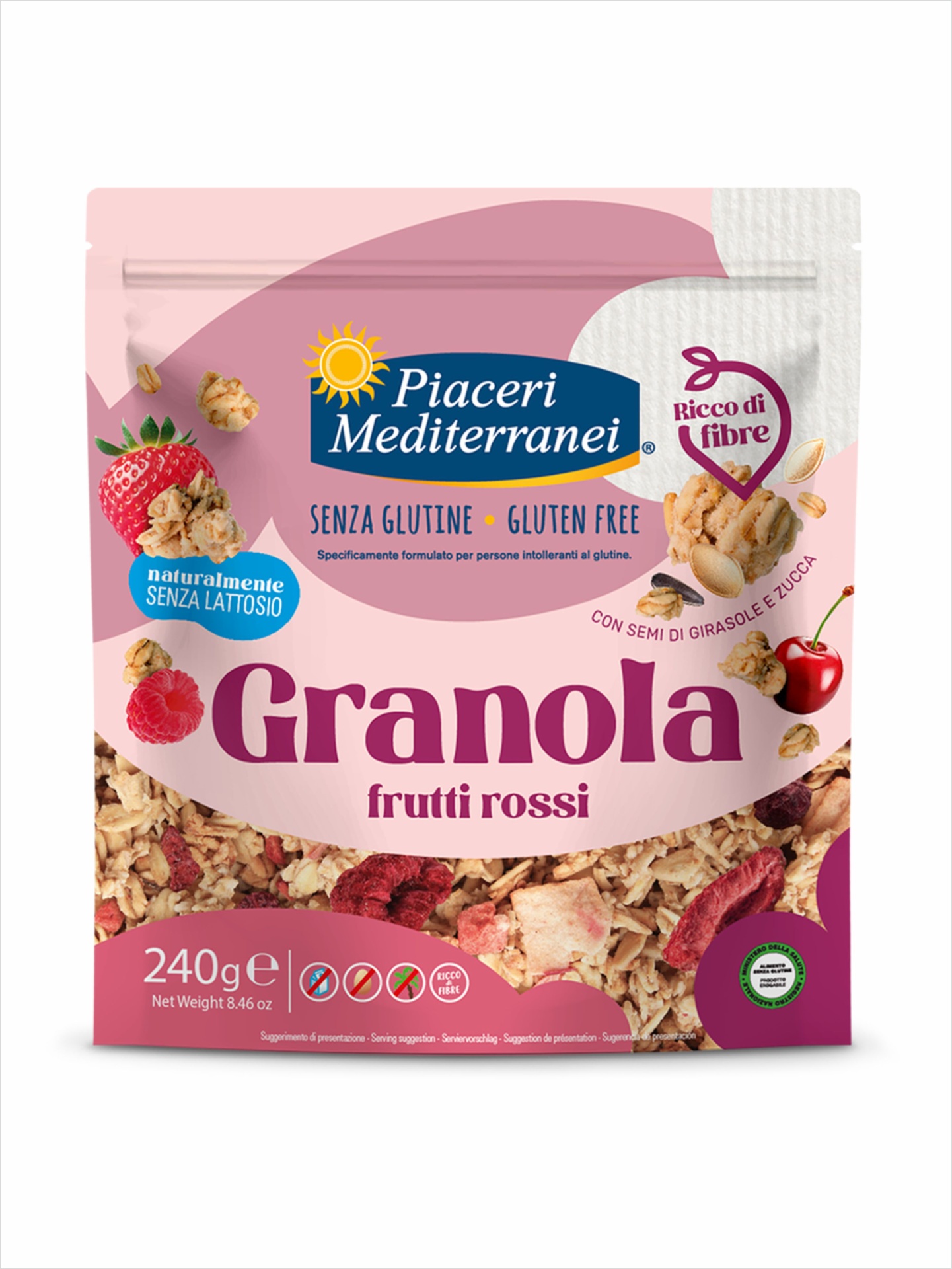 Granola de frutos vermelhos sem glúten #PiaceriMediterranei