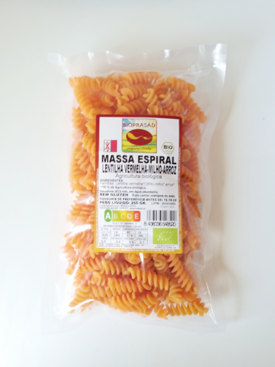 Massa espiral de lentilha vermelha #Bioprasad sem glúten