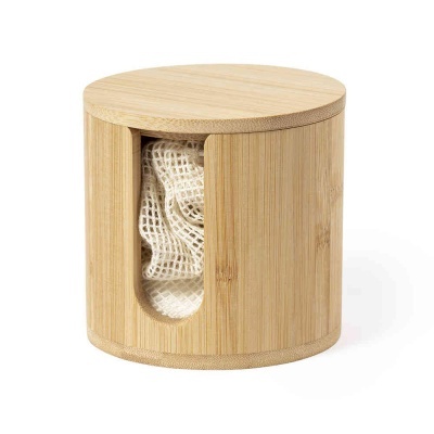 Dispensador para discos desmaquilhantes em bambu + 10 discos