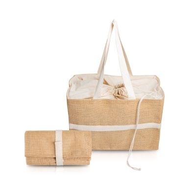 Saco dobrável e extensível em juta e algodão