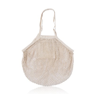 Saco de rede de algodão cru com alças do mesmo material e cor