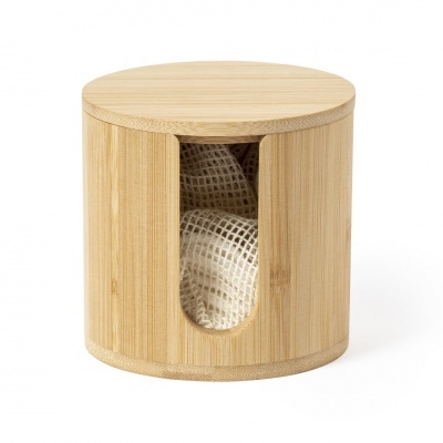 Dispensador para discos desmaquilhantes em bambu + 10 discos