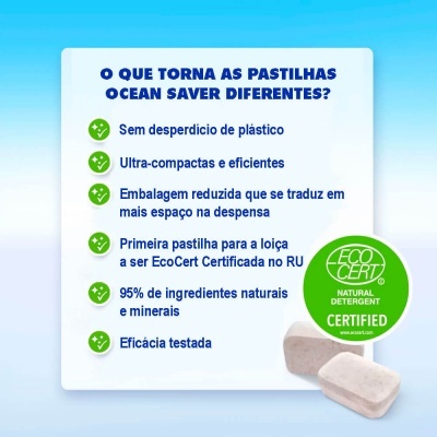 Pastilhas para a máquina da loiça Ocean Saver