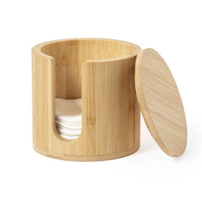 Dispensador para discos desmaquilhantes em bambu + 10 discos