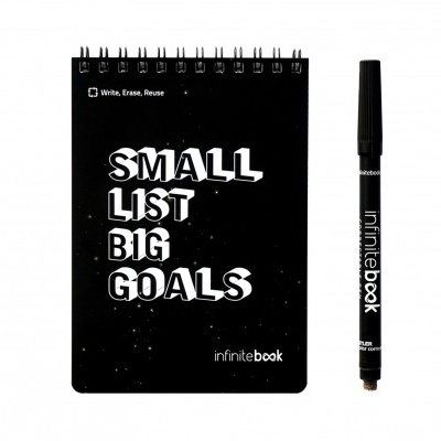 Caderno reutilizável Small list big goals InfiniteBook A6