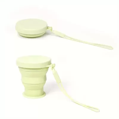 Copo retrátil verde claro com tampa e pulseira