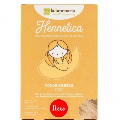 Caixa de tinta vegetal para cabelo Hennetica da la Saponaria cor Color Sabbia