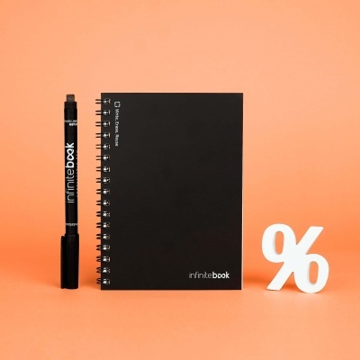 Caderno reutilizável Infinitebook - A6 Preto Caderno reutilizável Infinitebook - A6 Preto