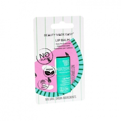 Bálsamo labial WATERMELON da BEAUTY MADE EASY em embalagem colorida pequena