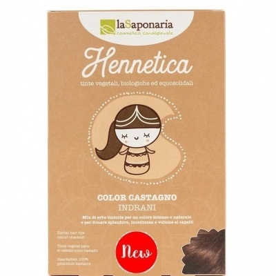 Embalagem de tintura vegetal Hennetica castanho índrani da laSaponaria