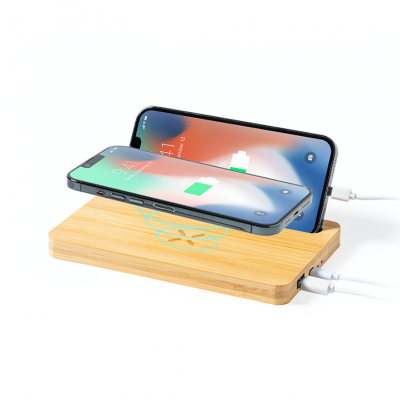 BASE DE CARREGAMENTO SEM FIOS EM BAMBU