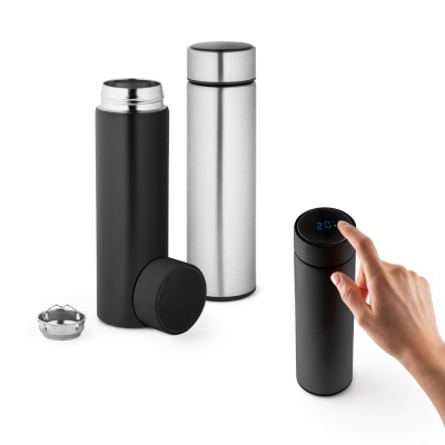 Garrafa térmica em aço inoxidável com infusor e termómetro - 470 ml