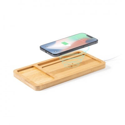 BASE DE CARREGAMENTO SEM FIOS EM BAMBU