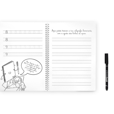 Caderno reutilizável Infinitebook A4 - Treinar caligrafia