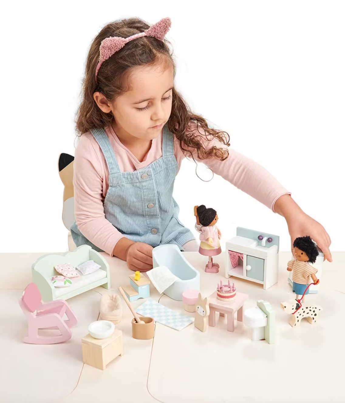 Conjunto inicial de mobília para casa de bonecas Leaf Wooden Play Set Conjunto inicial de mobília para casa de bonecas Leaf Wooden Play Set