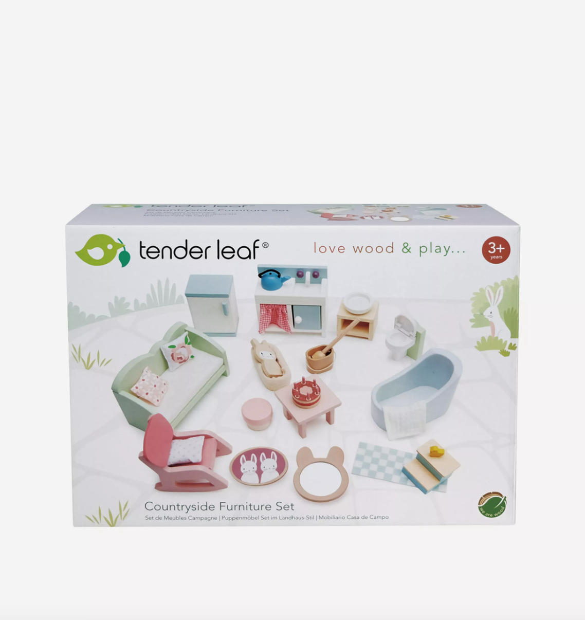 Conjunto inicial de mobília para casa de bonecas Leaf Wooden Play Set Conjunto inicial de mobília para casa de bonecas Leaf Wooden Play Set