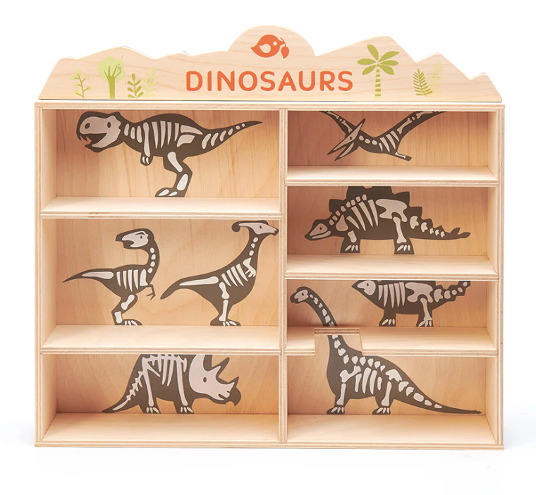 Conjunto de 8 dinossauros com prateleira Tenderleaf Conjunto de 8 dinossauros com prateleira Tenderleaf