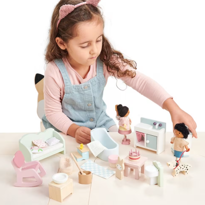 Conjunto inicial de mobília para casa de bonecas Leaf Wooden Play Set