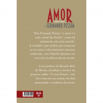 Capa traseira de livro AMOR NA OBRA LITERÁRIA DE FERNANDO PESSOA com texto descritivo
