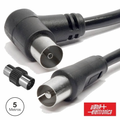 CABO COAXIAL MACHOFÊMEA PRETO 5M ANGULAR 90º