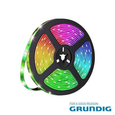 Rolo de fita LED colorida com logótipo Grundig