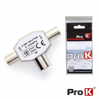 Divisor de sinal coaxial metálico 2 way splitter com três entradas/saídas e embalagem Pro K