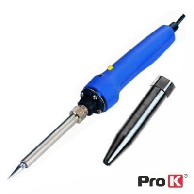 Ferro de soldar azul com proteção metálica e logótipo Pro K