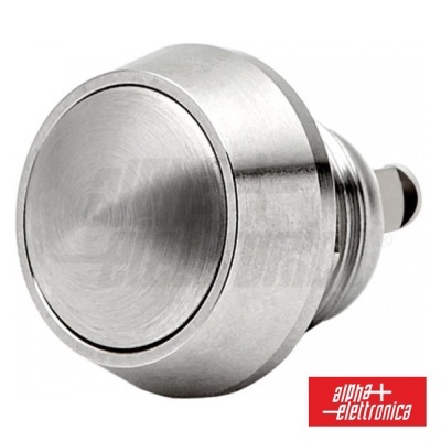 Botão metálico prateado redondo com acabamento escovado