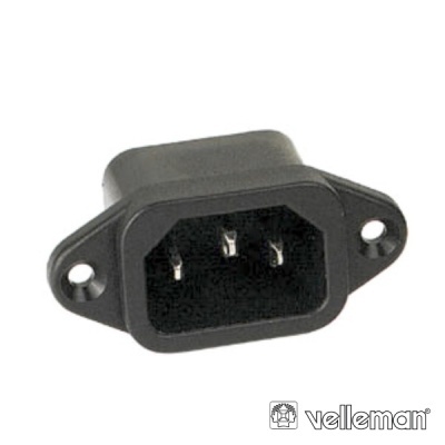 FICHA ALIMENTAÇÃO IEC C14 MACHO PAINEL 10A250V VELLEMAN