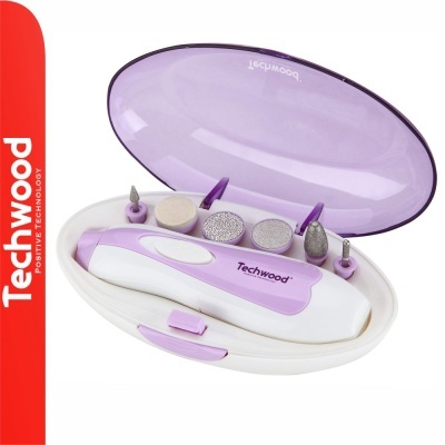 Conjunto de manicure Techwood com estojo oval lilás e acessórios para unhas