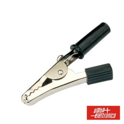 Garra metálica com capa isolante preta e logótipo alpha elettronica
