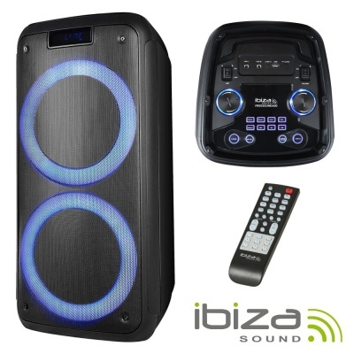 Coluna Bluetooth Portátil 400W USBBTSDAUXBat LED IBIZA
