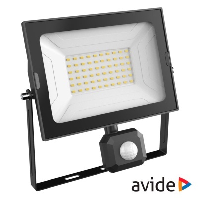 Foco LED 50W 230V C Sensor 4000k 3250lm Preto IP44 AVIDE