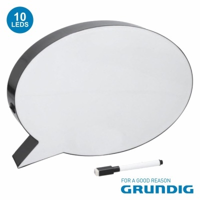 quadro luminoso em forma de balão de fala com 10 LEDs e marcador