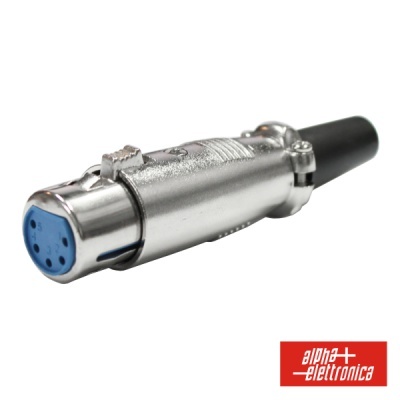 FICHA XLR 5P FÊMEA NIQUELADA PROTEÇÃO BLOQUEIO